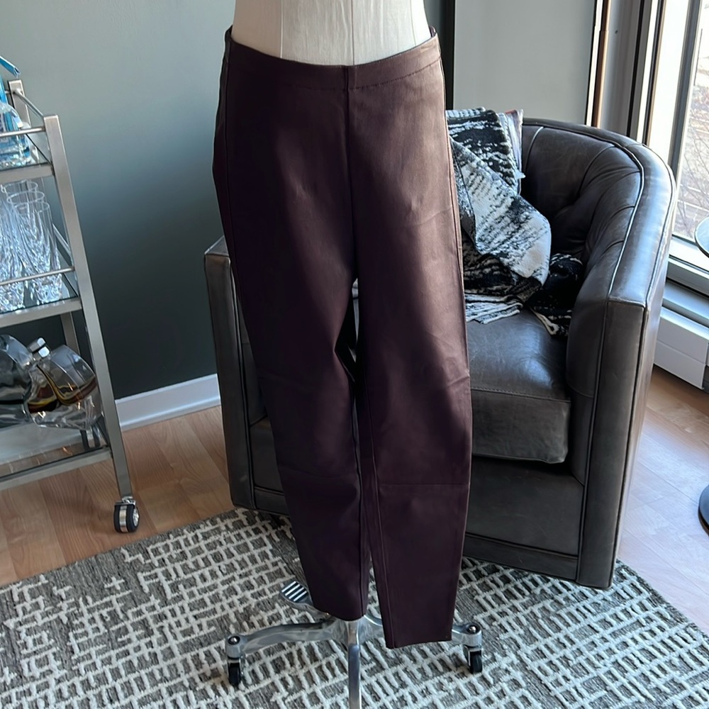 New Lamarque Stretch Lamb Leather Leggings in Wine Size Medium